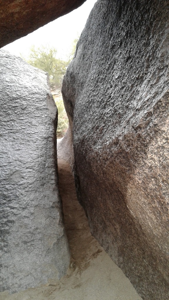 tight space between two boulders